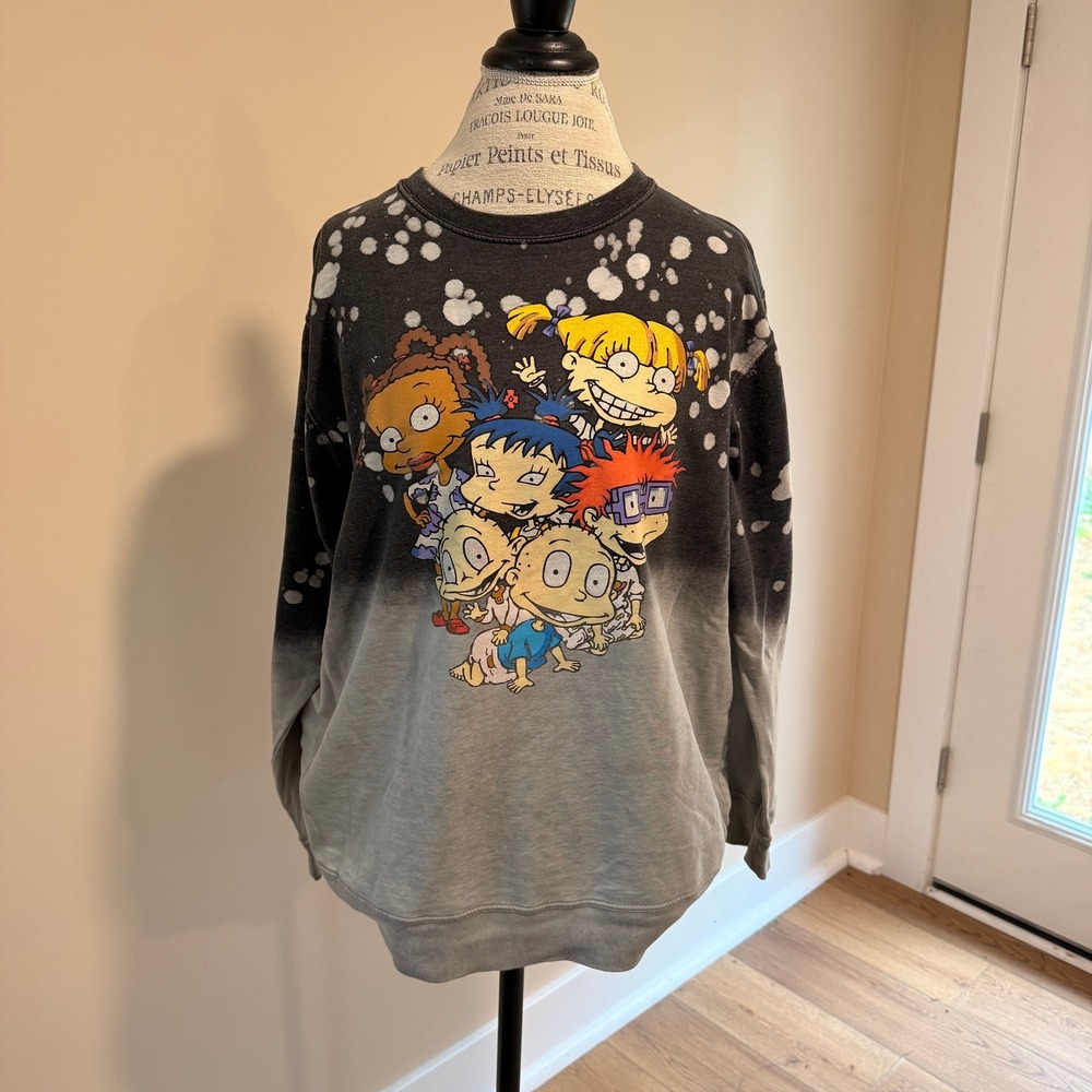 Nickelodeon Women's Gray Acid Tie Dye "Rugrats" Crewneck Sweatshirt Size XL